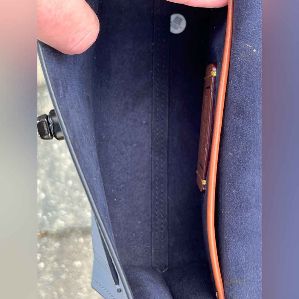 EUC Coach Parker 18 with Scattered Rivets in Blue Gray with Gunmetal Hardware - Picture 11 of 16